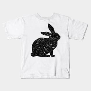 Black Faux Glitter Easter Bunny Kids T-Shirt